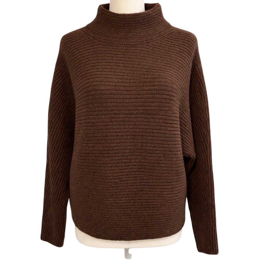 Ann Taylor Brown Ribbed Mock Neck Dolman Sweater, Women's Small, NWT